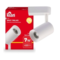Spot Led 7w 3000k Para Trilho Branco Com Foco Multidirecional Kian